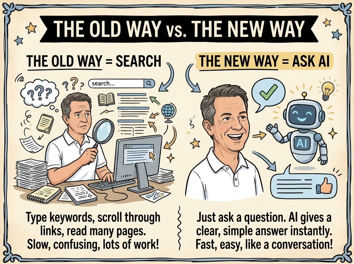 The old way vs the new way: searching the web vs asking AI